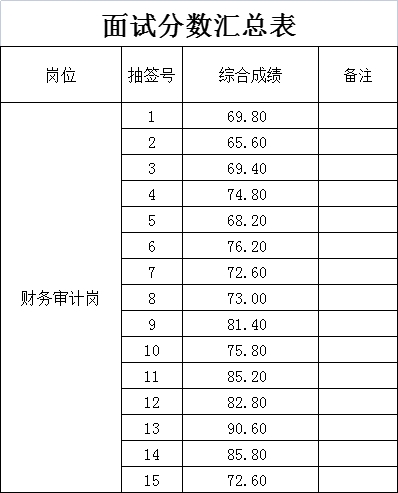 泰山城建集團(tuán)財務(wù)審計崗崗位面試成績公示